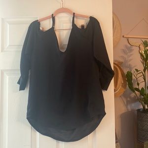BEBE black satin top